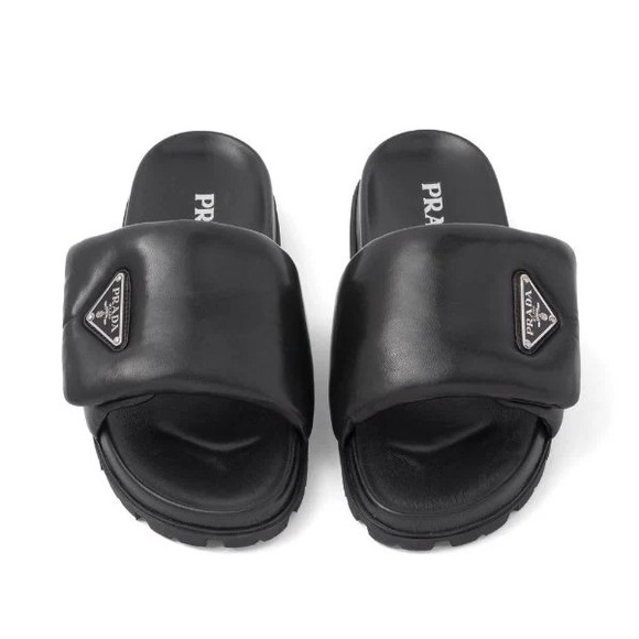 EUC Prada Soft Padded Nappa Leather Slides $1,020 36.5 - Picture 2 of 14